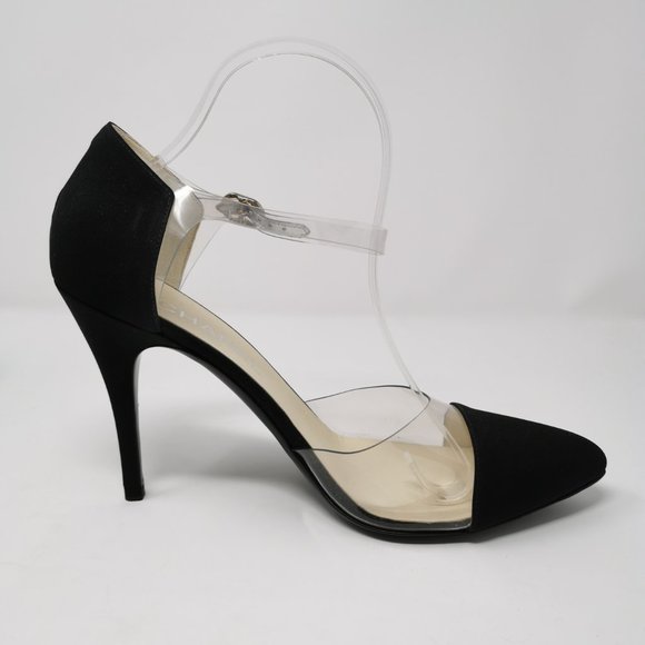 CHANEL Black Crepe Transparent PVC Pumps Heels - Picture 4 of 11